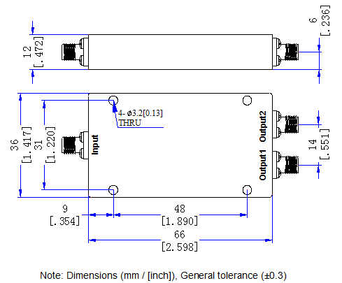 400MHz-6GHz 超宽带5G通信两路功分器